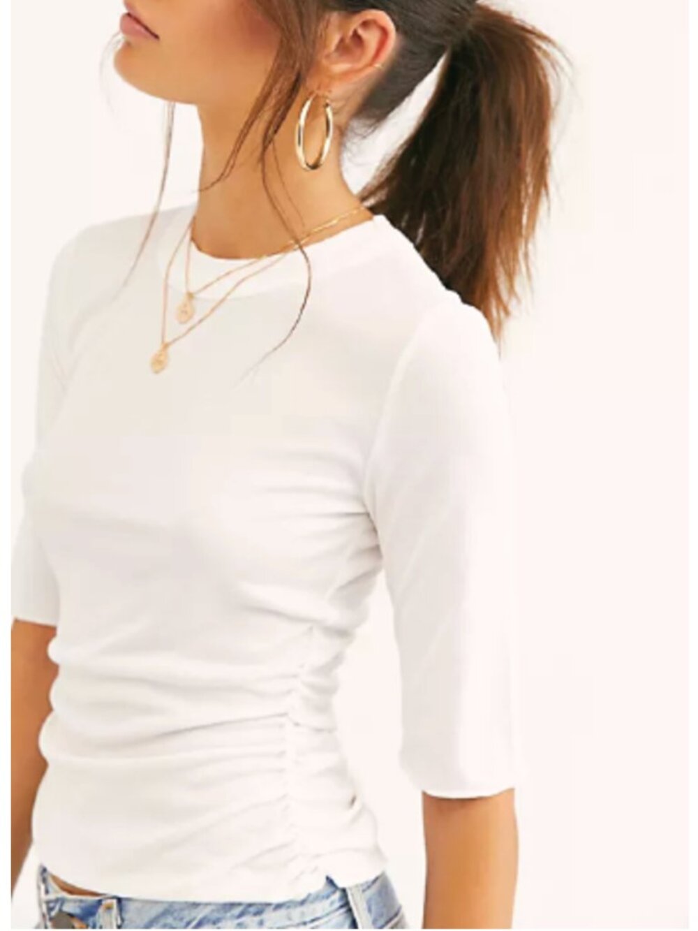 NWOT Free People Talk To Me Tee White Small